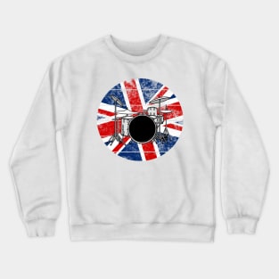 Drum Kit UK Flag Britain Drummer British Musician Crewneck Sweatshirt